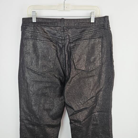 Old Navy High-Waisted Shine OG Loose Jeans Black Metallic Shimmer Size 14 - Picture 8 of 15